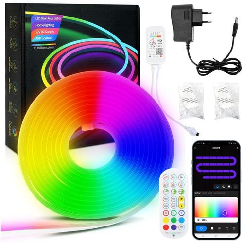 9412302654583 - Neon led Streifen Dimmbar 3M rgbic Neon led Strip App Steuerung und Fernbedienung Timer Musik Sync mit Alexa und Google Assistant Innen Außen Deko