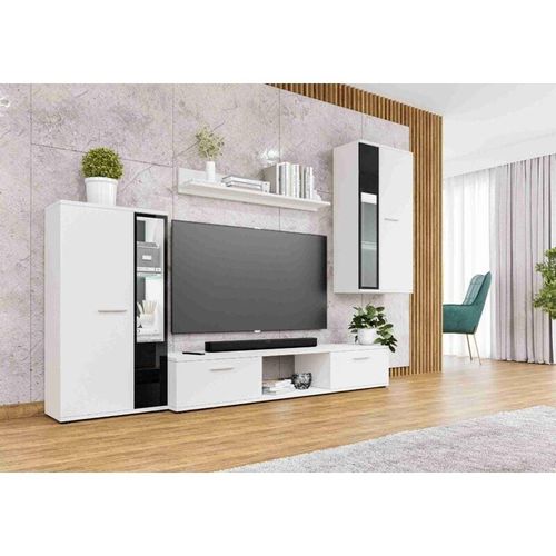 5906601405181 - Mediawand Melides Wohnwand 4-teilig ohne led 240 x 180 x 402 cm modern Weiß - Furnix