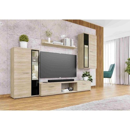 5906601405198 - Mediawand Melides Wohnwand 4-teilig ohne led 240 x 180 x 402cm Eiche Sonoma - Furnix