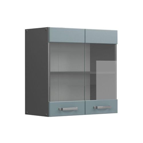 4066731343980 - Glashängeschrank Küchenschrank R-Line Solid Anthrazit Blau Grau 60 cm modern