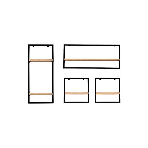 4260750010537 - holz4homeÂ® 4-tlg Wandregale in schwarz gerahmt von holz4homeÂ® ohne Baumkante Hellgrau