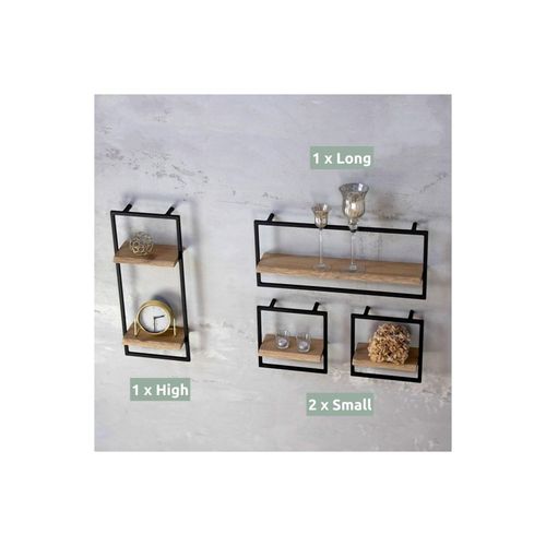4260750011398 - holz4home® 4-tlg Wandregale in schwarz gerahmt von holz4home® ohne Baumkante Natur 4260750011398 - holz4home® 4-tlg Wandregale in schwarz gerahmt von holz4home® ohne Baumkante Natur