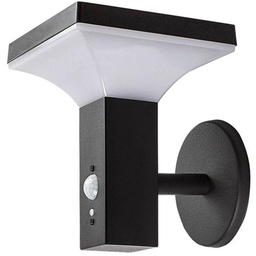 5996595770440 - 77044 Solar-Außenwandleuchte GELEEN LED 4W 3000K IP44 Edelstahl schwarz Kunststoff weiß H18cm B145cm mit PIR-Bewegungssensor Lichtsensor