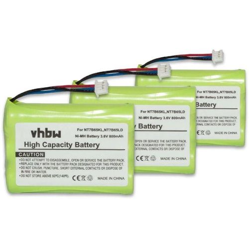 4068201904240 - 3x Akku Ersatz für CPH-464Q3S NT7B65LD NT7B65KL für schnurlos Festnetz Telefon (800 mAh 36 v NiMH) - Vhbw