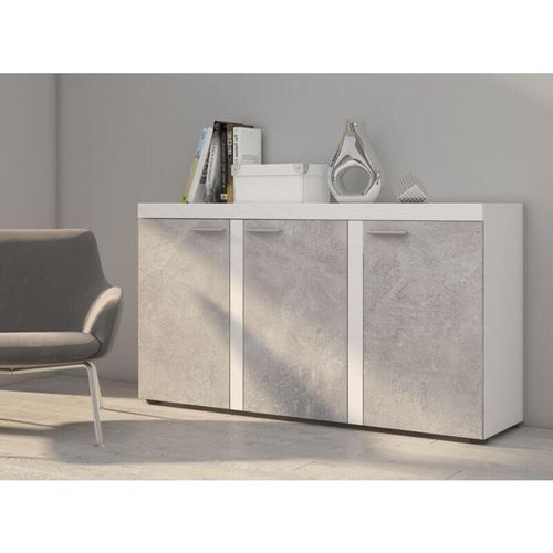 5906601405525 - Sideboard Alvor Anrichte Kommode 3 Türen 1488 cm 3F Weiß Beton - Furnix