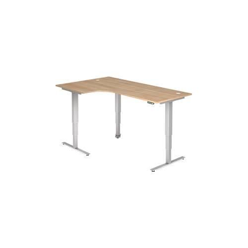 4032062147979 - Winkelschreibtisch ULM elektrisch höhenverstellbar 90° Winkel links T-Fuß B 2000 x T 1200 x H 625-1275 mm Nussbaum weißalu + Memoryschalter 4032062147979 - Winkelschreibtisch ULM elektrisch höhenverstellbar 90° Winkel links T-Fuß B 2000 x T 1200 x H 625-1275 mm Nussbaum weißalu + Memoryschalter