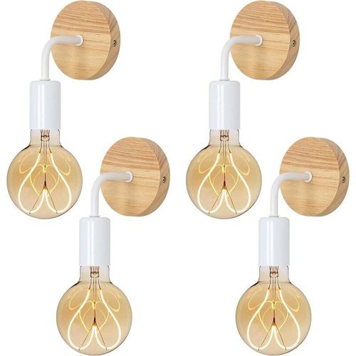 6926826307311 - Comely - 4er-Set Wandleuchten Innen Holz Wandleuchten E27 Wandleuchte für Wohnzimmer Schlafzimmer - Weiß (Ohne Glühbirne)