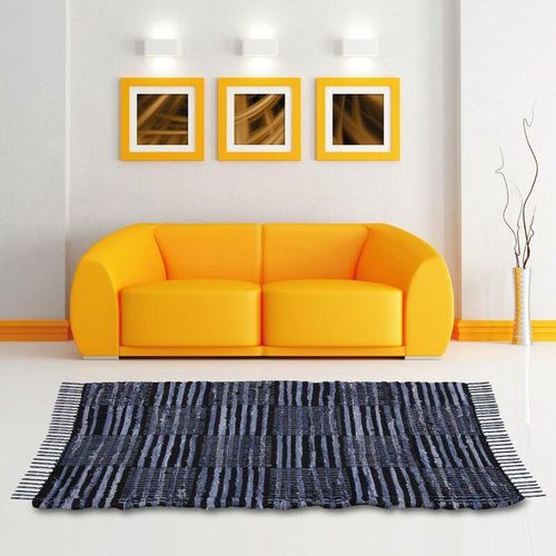 4035179105979 - Bestlivings - Teppich Läufer Matte Unterlage Vorleger Fußabtreter breite Auswahl an modernen Fleckerl- und Baumwollteppichen (160x230cm   Jeans