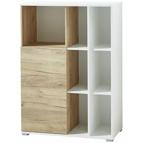 4251581527110 - Lomadox - Büro Aktenschrank GENT-01 in Navarra Eiche Nb und weiß BxHxT ca 85x120x40cm - braun