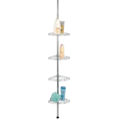 4008838185964 - Teleskopregal WENKO Prea Regale Gr B T 20 cm x 28 cm Höhe 65-275 cm silberfarben (glänzend) Duschzubehör Regale 4 Ablagen