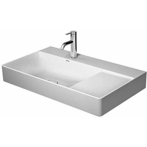 4053424611495 - DuraSquare Waschtisch Möbel-Waschtisch asymmetrisch 80x47cm 1 Hahnloch ohne Überlauf mit Hahnlochbank Becken links Farbe Weiß - 2348800041