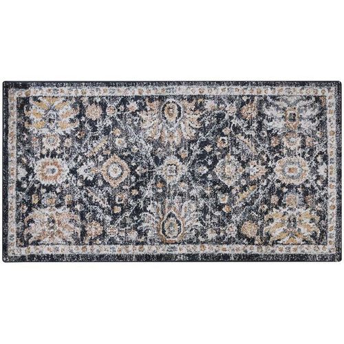 4255664819987 - Beliani - Teppich Dunkelblau 80 x 150 cm Rechteckig Kurzflor Orientalisches Muster Vintage Stil Modern für Wohnzimmer Schlafzimmer Flur