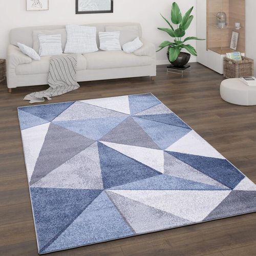 4061981191251 - Paco Home - Teppich Wohnzimmer Kurzflor Vintage Abstrakt Modern Geometrisch Rautenmuster 160x220 cm Blau 4061981191251 - Paco Home - Teppich Wohnzimmer Kurzflor Vintage Abstrakt Modern Geometrisch Rautenmuster 160x220 cm Blau