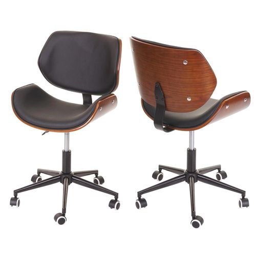 4057651281292 - Bürostuhl MCW-G25 Drehstuhl Schreibtischstuhl Bugholz Walnuss-Optik Retro drehbar höhenverstellbar MVG ~ schwarz-braun 4057651281292 - Bürostuhl MCW-G25 Drehstuhl Schreibtischstuhl Bugholz Walnuss-Optik Retro drehbar höhenverstellbar MVG ~ schwarz-braun
