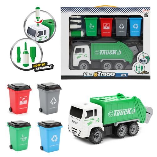 8714627000818 - Toi-Toys - Spielzeuglastwagen - Müllwagen mit Mülltonnen Müllabfuhr Müllmann Fahrzeug Kinderspielzeug 8714627000818 - Toi-Toys - Spielzeuglastwagen - Müllwagen mit Mülltonnen Müllabfuhr Müllmann Fahrzeug Kinderspielzeug