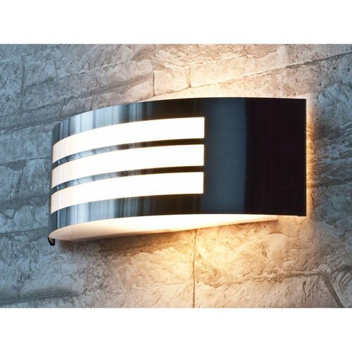 4423388820927 - Moderne Wandlampe Edelstahl Außen IP44 halbrund ROMA - Silber