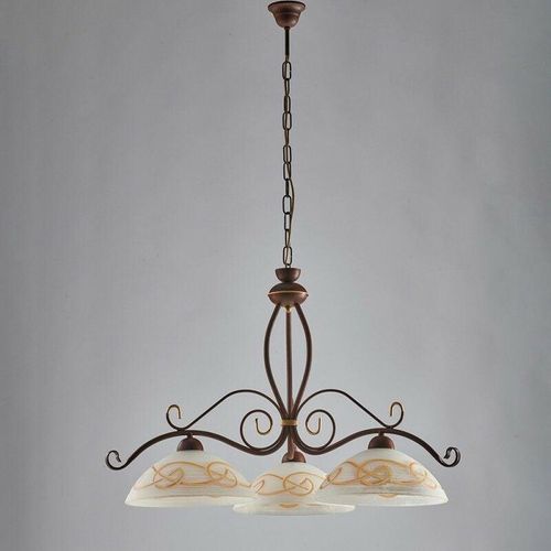 8050713213749 - Bonetti Illumina - Kronleuchter aus rostschwarzem Eisen mit Gold-Finish drei Lichter 71x h56 cm