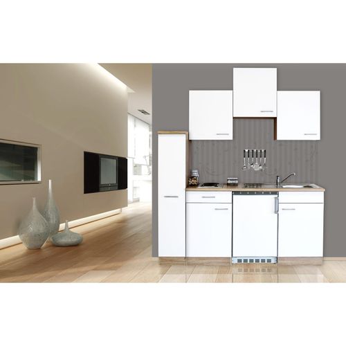 4260344974085 - Küchenzeile KB180ESWC 180 cm Weiß-Eiche Sägerau Nachbildung 4260344974085 - Küchenzeile KB180ESWC 180 cm Weiß-Eiche Sägerau Nachbildung
