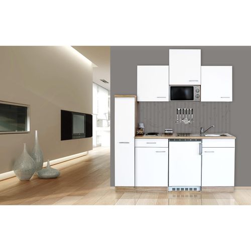 4260344974092 - Küchenzeile KB180ESWMI 180 cm Weiß-Eiche Sägerau Nachbildung