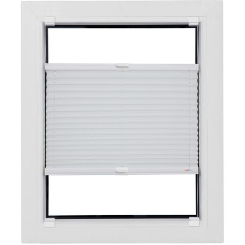 4001442954551 - Plissee Budget Crepe Plissees Gr 130 cm zweiseitig verschiebbar 75 cm weiß (weiß weiß) Plissees ohne Bohren Haftfix glatt