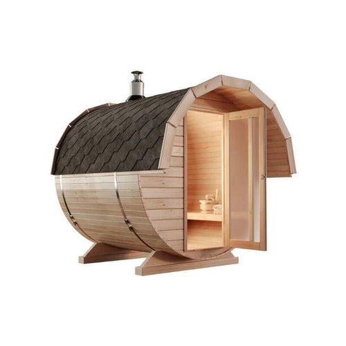 4251771219375 - Fasssauna Samantha 2 mit Ofen Sauna aus Holz 42 mm Wandstärke Naturbelassen - Naturbelassen - Finntherm