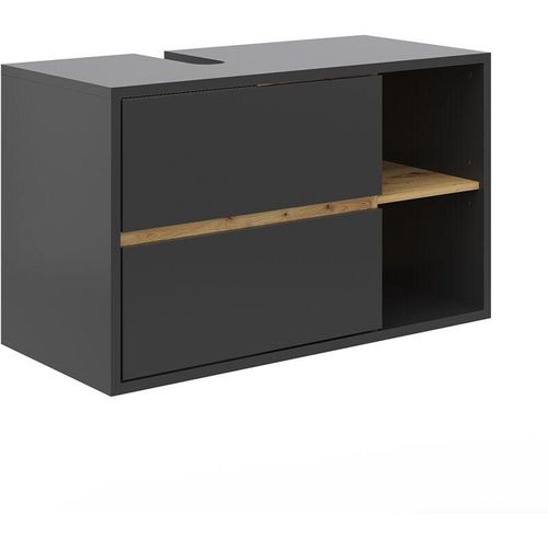 4066731248629 - Waschtischunterschrank Waschbeckenunterschrank Viola Anthrazit Eiche modern 100x60 cm Badkommode Badschrank Badezimmer Schrank Badmöbel Schranktür Schrankfach