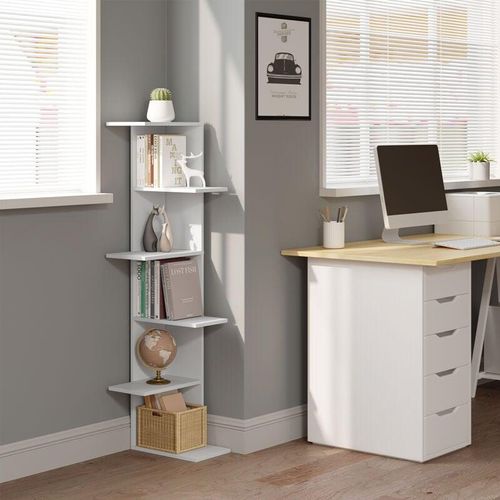 4063425161257 - Woltu - 6 Ebenen Bücherregal Eckregal Büroregal Standregal Aufbewahrungsregal für Wohnzimmer Schlafzimmer Küche aus Holzwerkstoff 37x140x37 cm