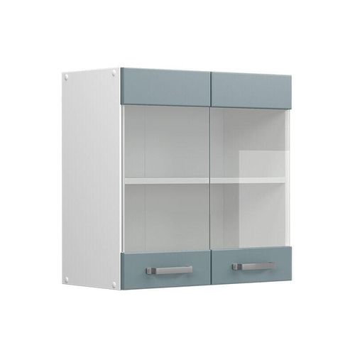 4066731345083 - Glashängeschrank Küchenschrank R-Line Solid Weiß Blau Grau 60 cm modern