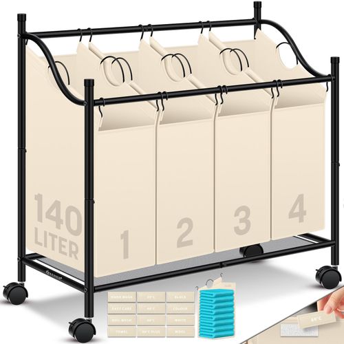 4255598322782 - KESSER® Wäschekorb Wäschesammler Wäschesortierer mit abnehmbaren Stofftaschen Wäschebox mit 12 Waschhinweisen 360° Rollen mit Bremse Wäsche-Sortiersystem Wäschewagen 4255598322782 - KESSER® Wäschekorb Wäschesammler Wäschesortierer mit abnehmbaren Stofftaschen Wäschebox mit 12 Waschhinweisen 360° Rollen mit Bremse Wäsche-Sortiersystem Wäschewagen