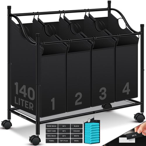 4255598322751 - KESSER® Wäschekorb Wäschesammler Wäschesortierer mit abnehmbaren Stofftaschen Wäschebox mit 12 Waschhinweisen 360° Rollen mit Bremse Wäsche-Sortiersystem Wäschewagen 4255598322751 - KESSER® Wäschekorb Wäschesammler Wäschesortierer mit abnehmbaren Stofftaschen Wäschebox mit 12 Waschhinweisen 360° Rollen mit Bremse Wäsche-Sortiersystem Wäschewagen