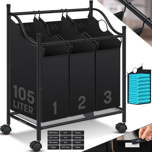 4255598322744 - KESSER® Wäschekorb Wäschesammler Wäschesortierer mit abnehmbaren Stofftaschen Wäschebox mit 12 Waschhinweisen 360° Rollen mit Bremse Wäsche-Sortiersystem Wäschewagen 4255598322744 - KESSER® Wäschekorb Wäschesammler Wäschesortierer mit abnehmbaren Stofftaschen Wäschebox mit 12 Waschhinweisen 360° Rollen mit Bremse Wäsche-Sortiersystem Wäschewagen