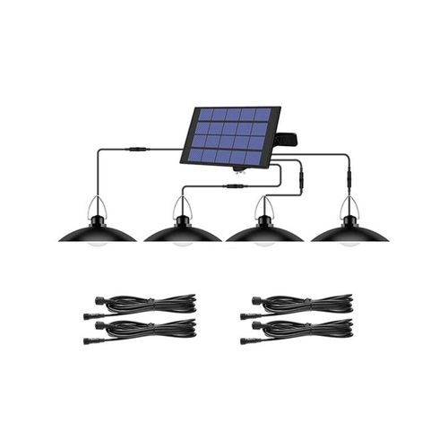 9339272881897 - Highsam - Solarlampen 4 Köpfe 80LED Beleuchtung Indoor Outdoor Schuppen IP65 mit 3 m Kabel -heißes Licht