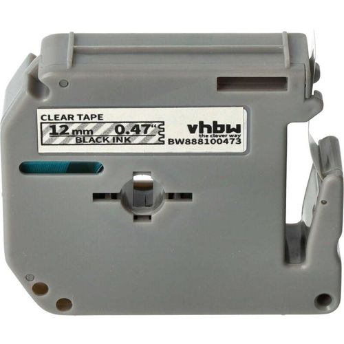 4068201927034 - vhbw 1x Schriftband-Kassette Ersatz für Brother M-K131s MK131 MK131s LMM131 M-K131 für Etiketten-Drucker 8m x 12mm Schwarz auf Transparent