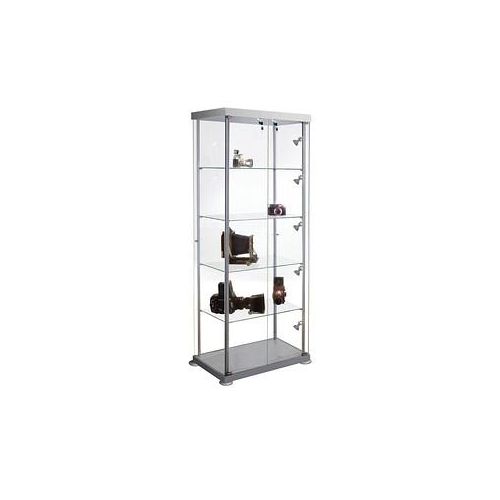 4044917412101 - Rechteck-Vitrine expoline 4 Glasböden alusilber