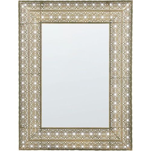 4251682241366 - Beliani - Wandspiegel in Gold 69 x 90 cm aus Metall mit originellen Ornamenten breiter Spiegelrahmen Rechteckig moderner retro-marokkanischer Stil