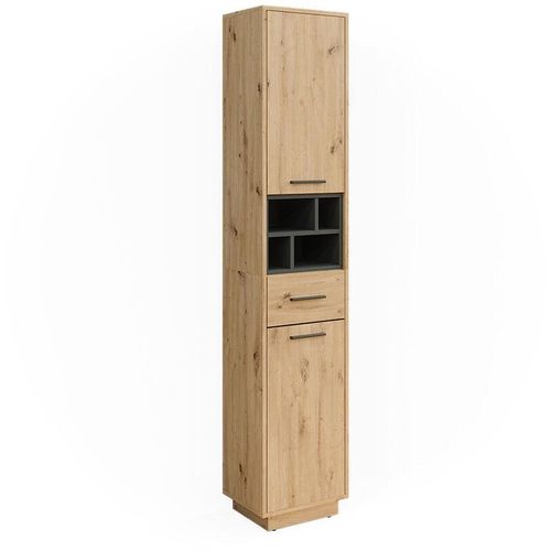 4066731248797 - Hochschrank Badschrank Badezimmermöbel Beatrice Eiche Anthrazit modern 38x190 cm Badkommode Badezimmer Schrank Badmöbel Schranktür Schrankfach