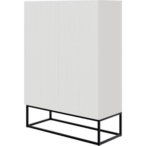 5902622541587 - Veldio - Highboard 2-türig weiß mit schwarzem Metallgestell 90 cm - Selsey