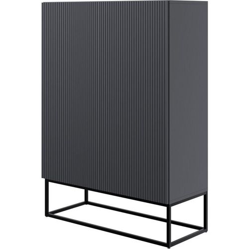 5902622541549 - Veldio - Highboard 2-türig schwarz mit Metallgestell 90 cm - Selsey