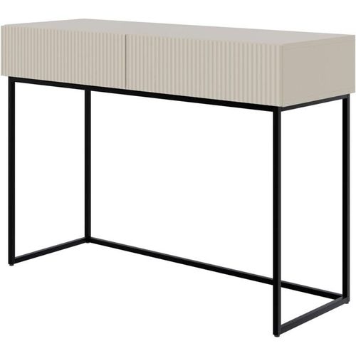 5902622541358 - Selsey - Veldio - Schminktisch mit Schubladen graubeige mit schwarzem Metallgestell 110 cm