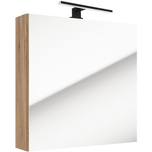 4066075119647 - Lomadox - Badezimmer Spiegelschrank 60 cm mit led Aufbauleuchte LUCCA-107 in Eiche Nb b h t ca 60 65 15 cm - braun