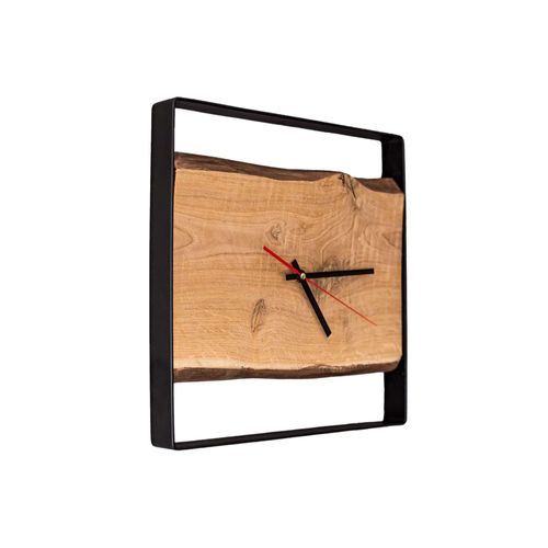 4260750010773 - holz4home® Quadratische Wanduhr mit Stahlrahmen aus massiver Eiche von holz4home® ohne Nuten 4260750010773 - holz4home® Quadratische Wanduhr mit Stahlrahmen aus massiver Eiche von holz4home® ohne Nuten