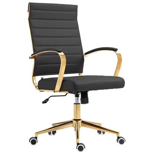 4251756494933 - Ergonomischer Bürostuhl Havanna Kunstleder I Höhenverstellbarer Schreibtischstuhl Mit Metall-Gestell In Gold-Optik I 360 Grad Drehbar