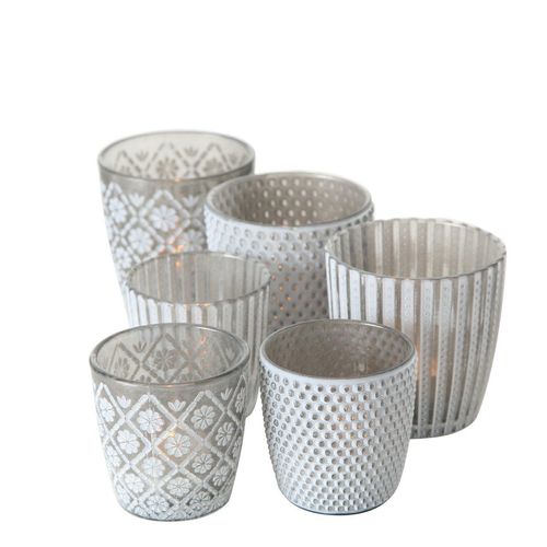 4020607692961 - Windlicht Patty 6er-Set H7-9 x ⌀7-9 cm Grau 4020607692961 - Windlicht Patty 6er-Set H7-9 x ⌀7-9 cm Grau