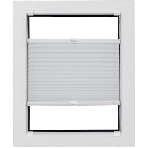 4001442955824 - Plissee Budget Crush Plissees Gr 100 cm zweiseitig verschiebbar 45 cm weiß (weiß weiß) Plissees ohne Bohren Haftfix crushed