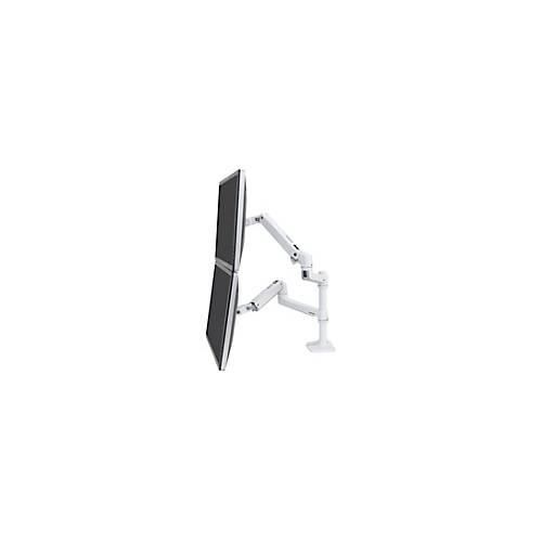 0698833058413 - LX Dual Arm Stacking Desk Mount 2fach Monitor-Tischhalterung 381 cm (15) - 61 cm (24) Weiß Höhenverstellbar Drehbar Neigbar Schwenkbar