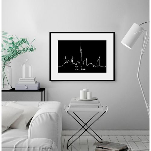 4049009841340 - Bild QUEENCE Dubai Skyline Bilder Gr B H 70 cm x 50 cm Wandbild Städte Querformat 1 St schwarz Bild Kunstdruck Bilder mit Rahmen