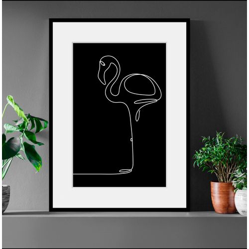 4049009841678 - Bild QUEENCE Stine Bilder Gr B H 50 cm x 70 cm Wandbild Flamingos Hochformat 1 St schwarz Bild Kunstdruck Bilder mit Rahmen