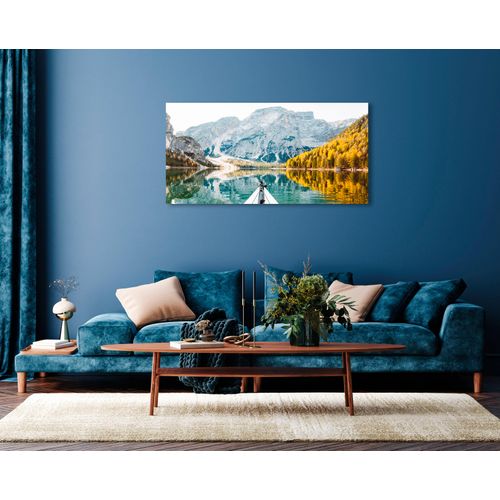 4047809882525 - Acrylglasbild QUEENCE Echo Bilder Gr B H 80 cm x 60 cm Acrylglasbild Landschaft Querformat 1 St blau (blau gelb) Acrylglasbilder