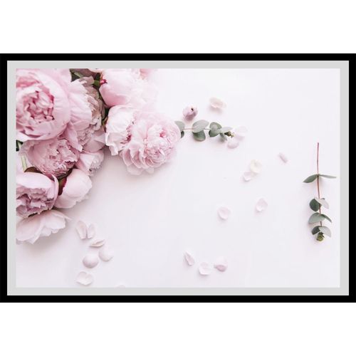 4049009914198 - Bild QUEENCE Grete Bilder Gr B H 60 cm x 50 cm Wandbild Blumen Querformat rosa (schwarz) Kunstdrucke Rosen gerahmt