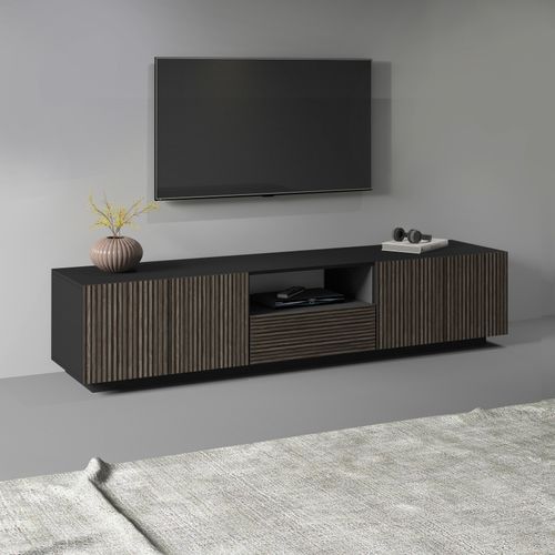 8056244376038 - Lowboard INOSIGN VEGALowboardTV BoardTV Schrank220 cm Sideboards Gr B H T 220 cm x 46 cm x 43 cm 220 cm 1 schwarz (anthrazit matt canneté dunkel) Lowboards mit 4 Türen und 1 SchubladeFronten Rillen-Optik